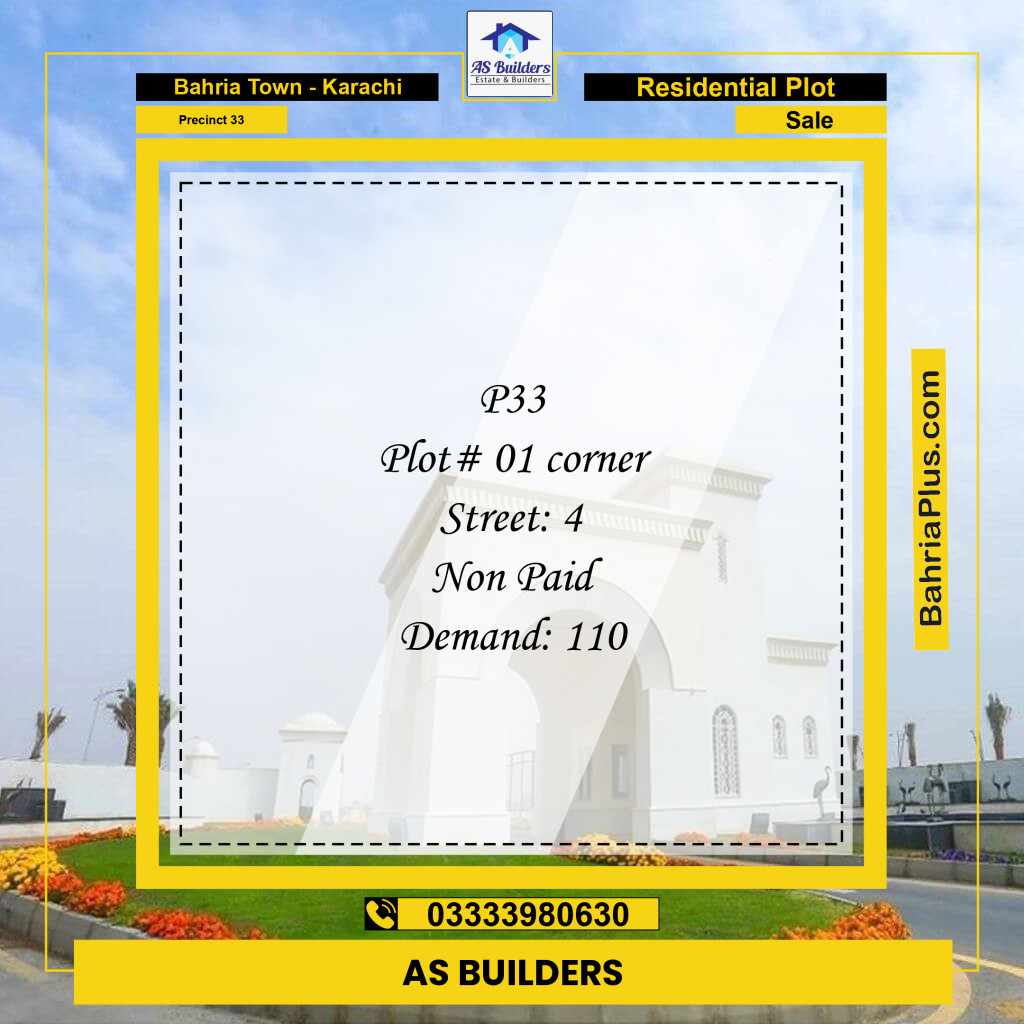 Residential Plot for Sale in Precinct 33 -  Bahria Town, Karachi - (BP-198701)