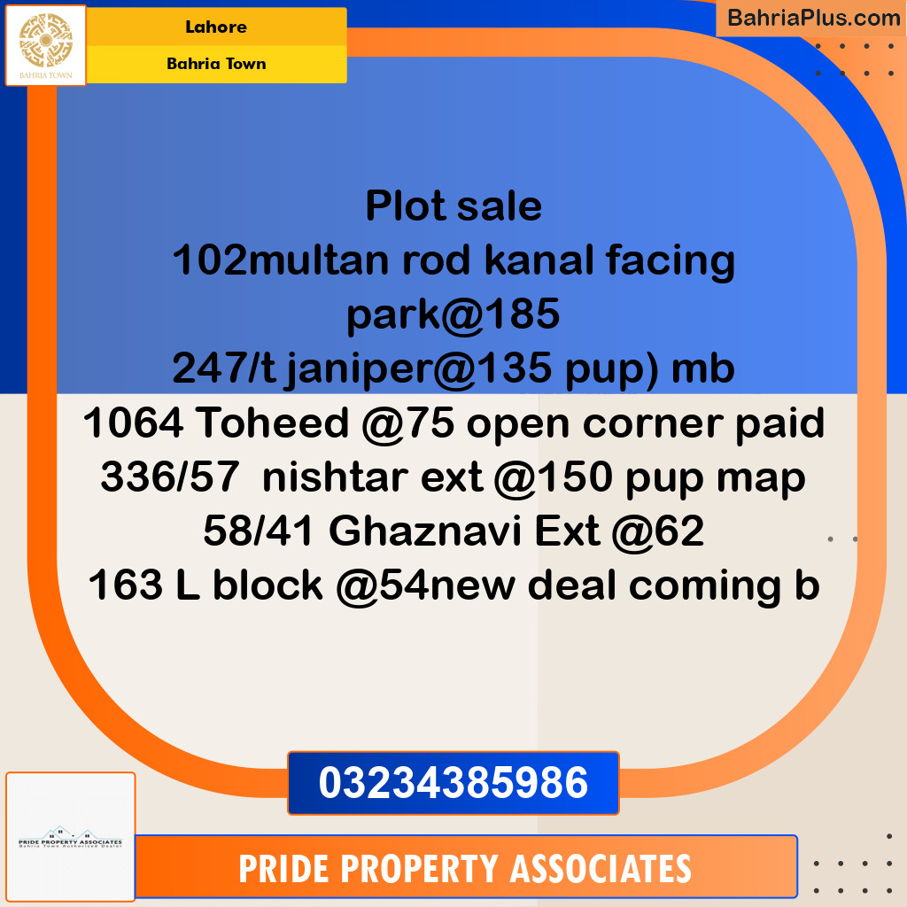 Residential Plot for Sale in Bahria Town, Lahore - (BP-198849)