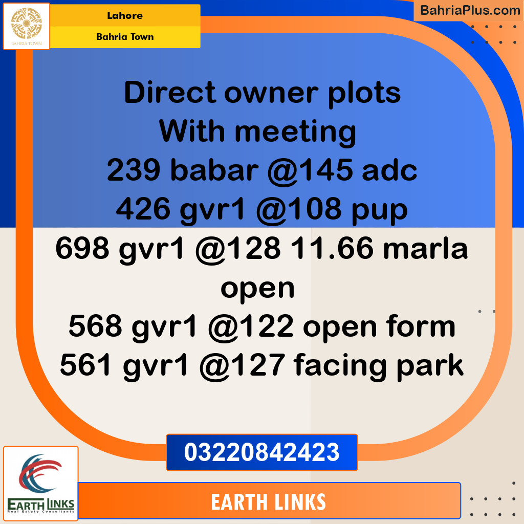 Residential Plot for Sale in Bahria Town, Lahore - (BP-198888)