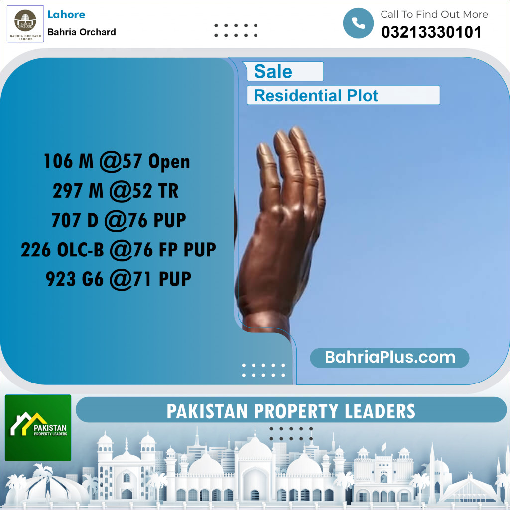 Residential Plot for Sale in Bahria Orchard, Lahore - (BP-198911)