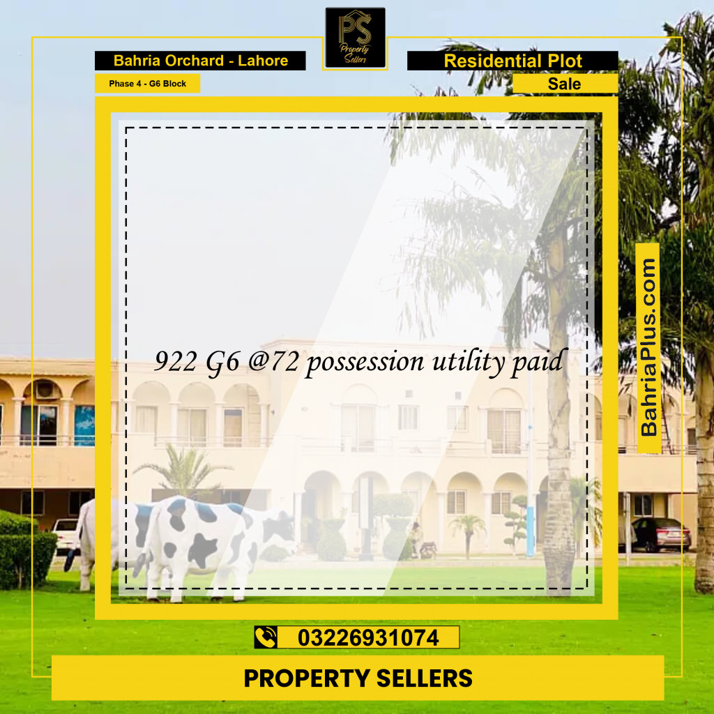 Residential Plot for Sale in Phase 4 - G6 Block -  Bahria Orchard, Lahore - (BP-198913)