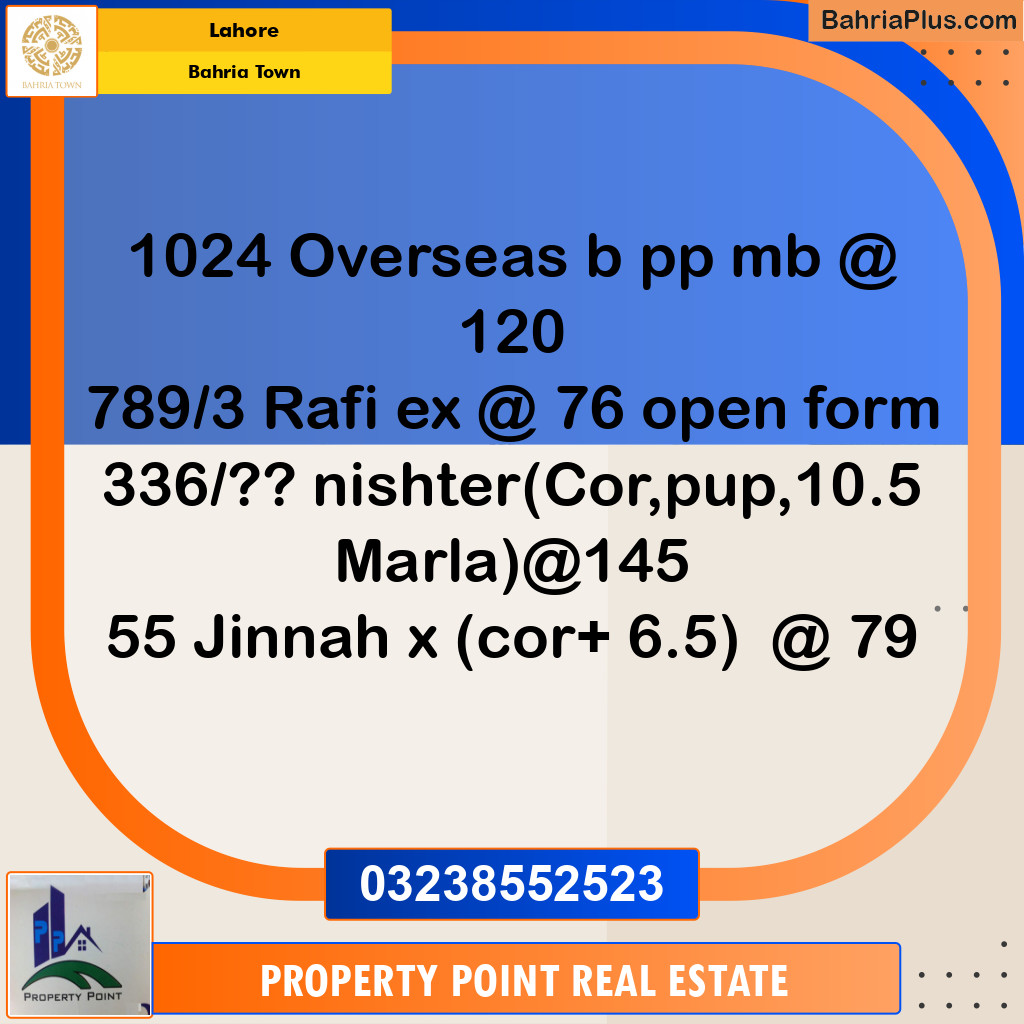 Residential Plot for Sale in Bahria Town, Lahore - (BP-199008)