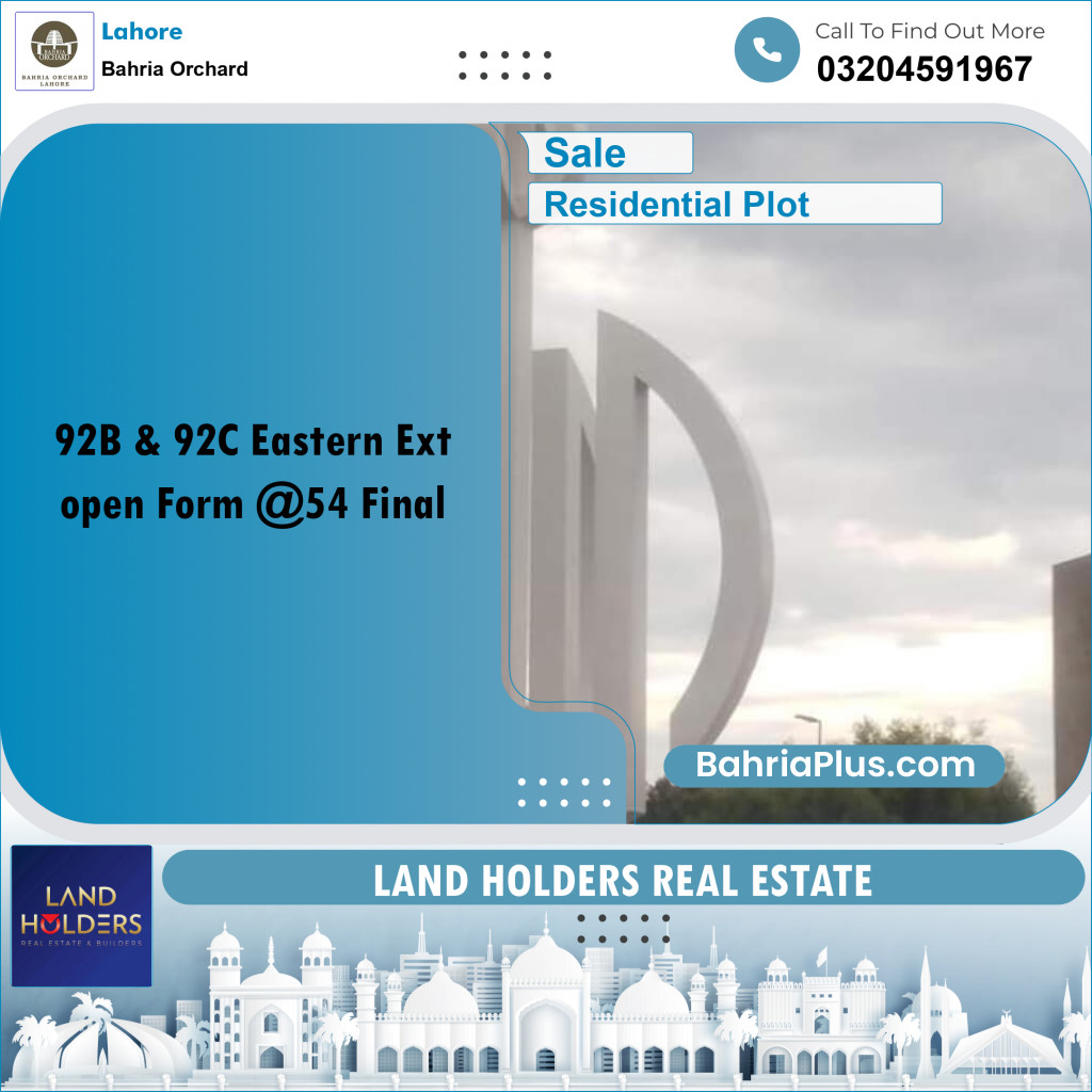 Residential Plot for Sale in Bahria Orchard, Lahore - (BP-199022)