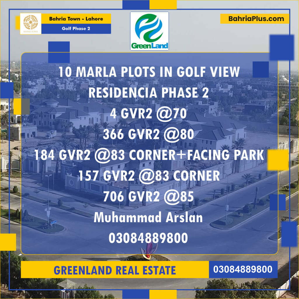 10 Marla Residential Plot for Sale in Golf Phase 2 -  Bahria Town, Lahore - (BP-199031)