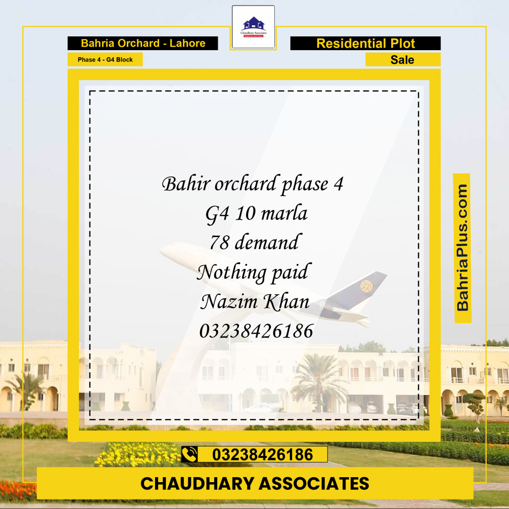 Residential Plot for Sale in Phase 4 - G4 Block -  Bahria Orchard, Lahore - (BP-199043)