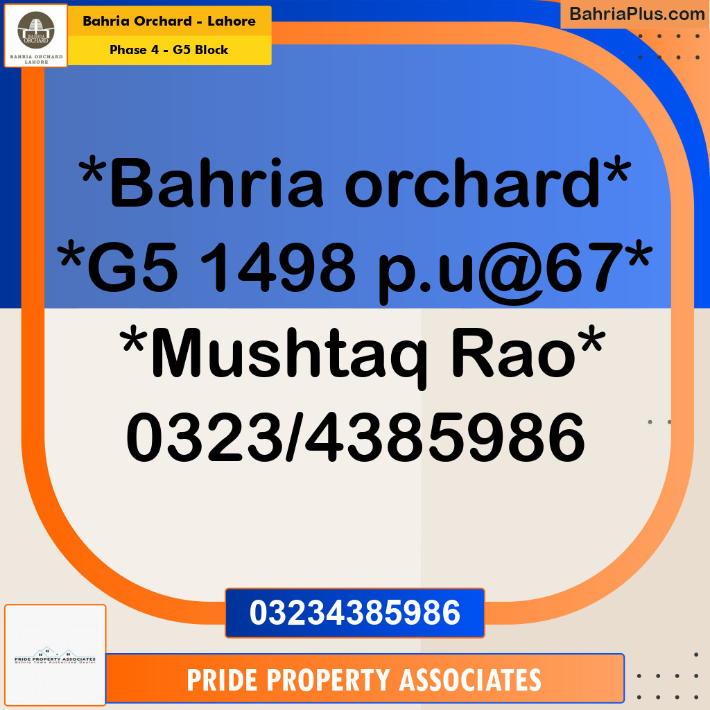 Residential Plot for Sale in Phase 4 - G5 Block -  Bahria Orchard, Lahore - (BP-199048)