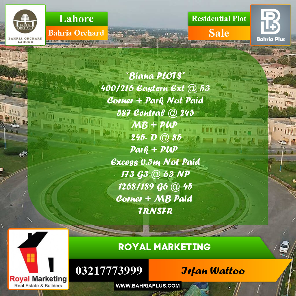 Residential Plot for Sale in Bahria Orchard, Lahore - (BP-199050)