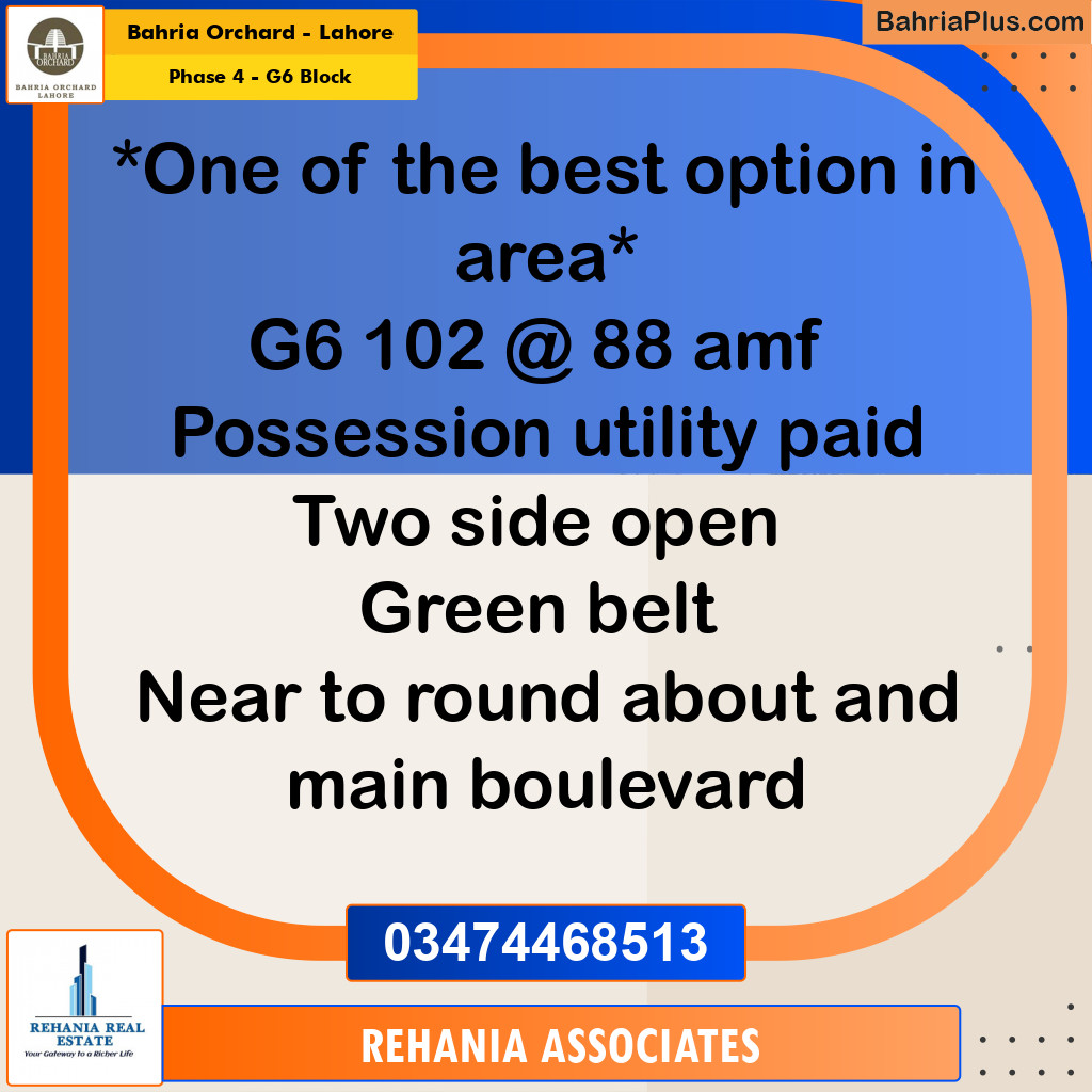 Residential Plot for Sale in Phase 4 - G6 Block -  Bahria Orchard, Lahore - (BP-199054)