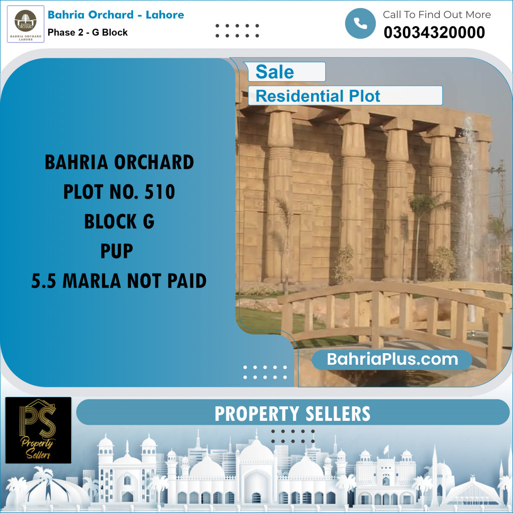 5.5 Marla Residential Plot for Sale in Phase 2 - G Block -  Bahria Orchard, Lahore - (BP-199084)