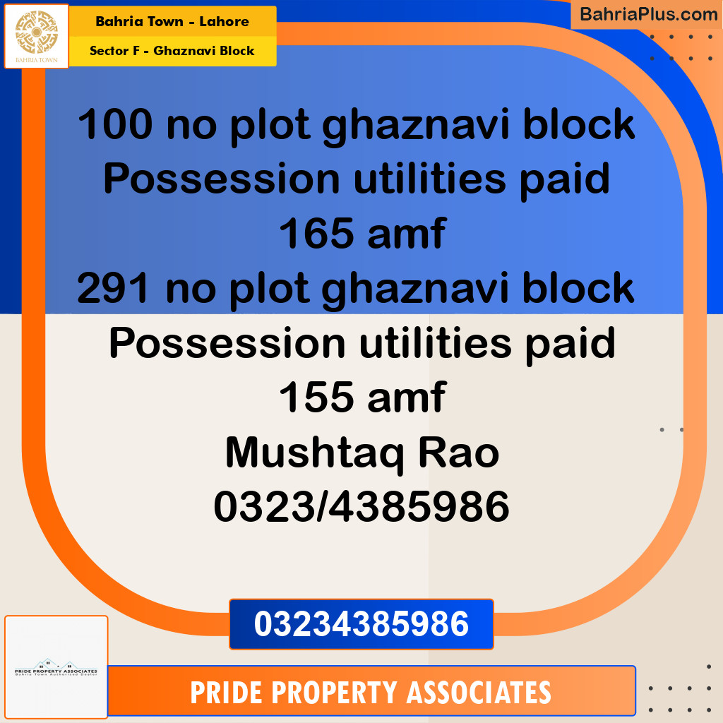 Residential Plot for Sale in Sector F - Ghaznavi Block - Bahria Town, Lahore - (BP-199148)