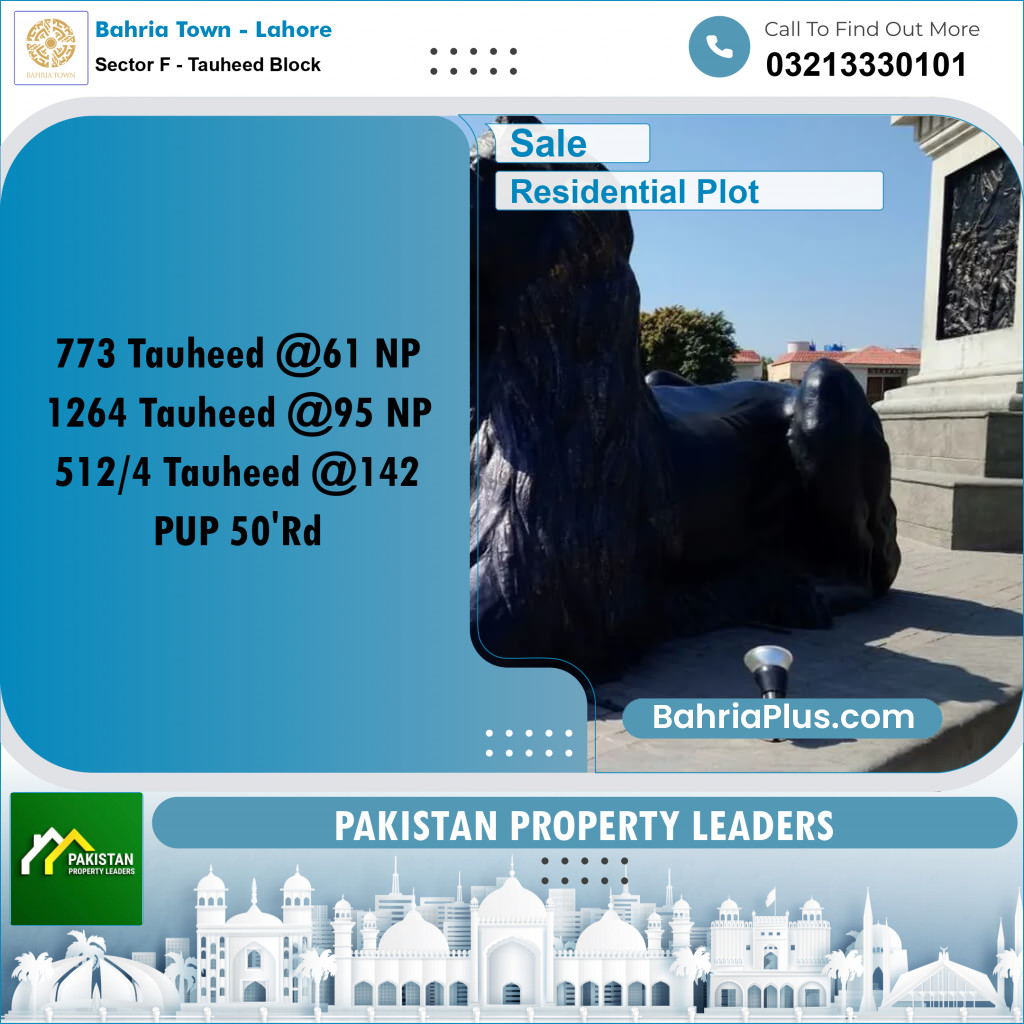 10 Marla Residential Plot for Sale in Sector F - Tauheed Block - Bahria Town, Lahore - (BP-199155)