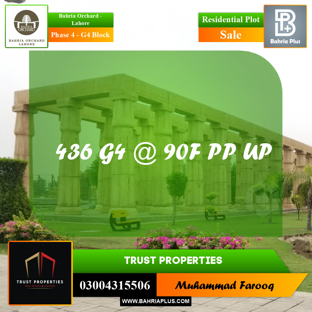 10 Marla Residential Plot for Sale in Phase 4 - G4 Block -  Bahria Orchard, Lahore - (BP-199176)