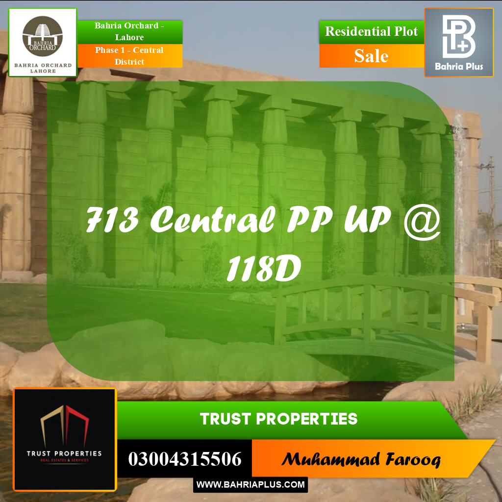 10 Marla Residential Plot for Sale in Phase 1 - Central District -  Bahria Orchard, Lahore - (BP-199178)