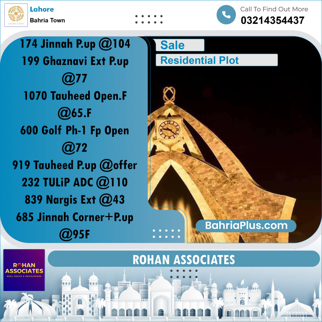 Residential Plot for Sale in Bahria Town, Lahore - (BP-199184)