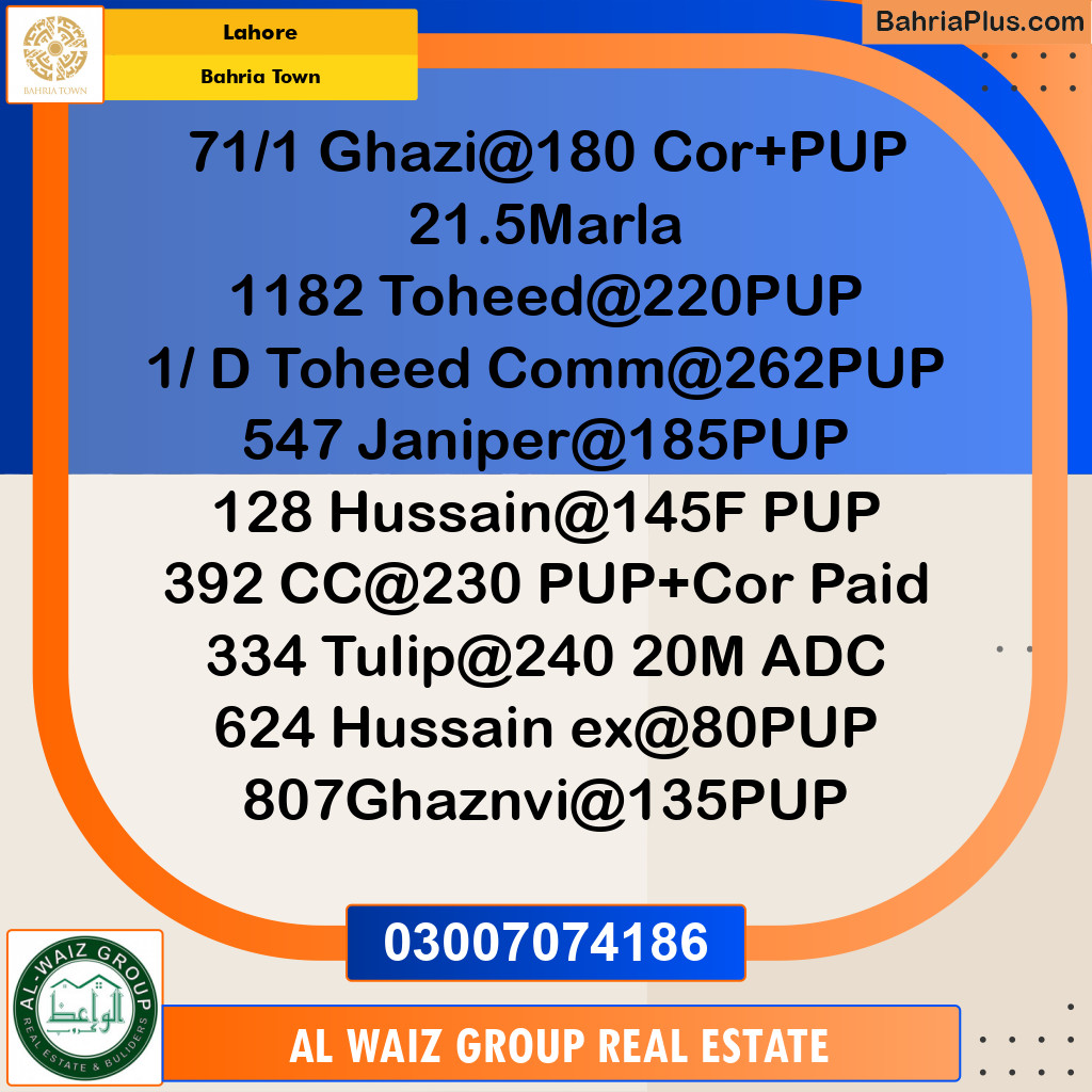 Residential Plot for Sale in Bahria Town, Lahore - (BP-199211)