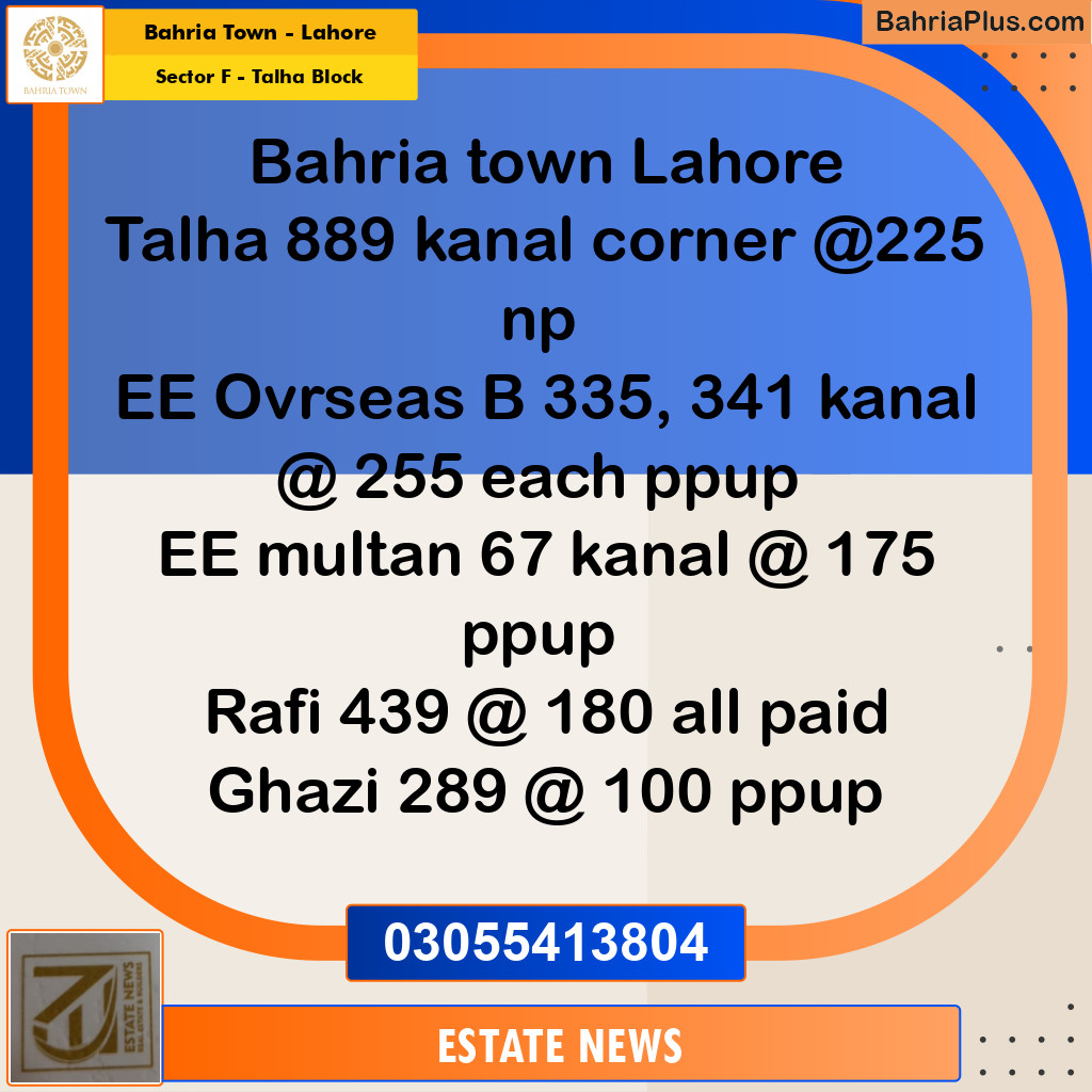 Residential Plot for Sale in Sector F - Talha Block -  Bahria Town, Lahore - (BP-199233)