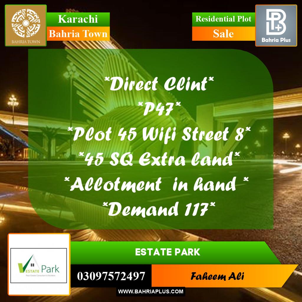 Residential Plot for Sale in Bahria Town, Karachi - (BP-199239)