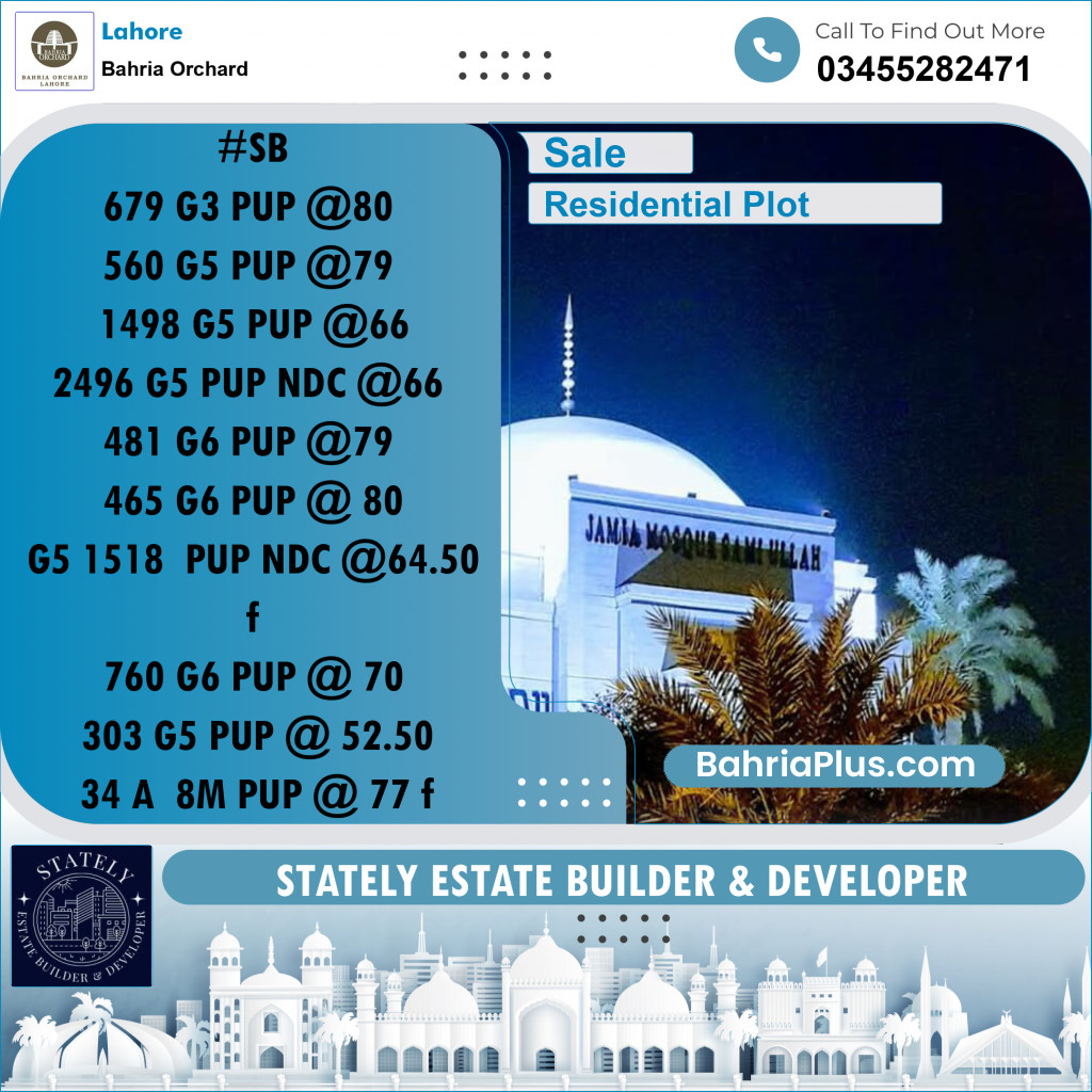 Residential Plot for Sale in Bahria Orchard, Lahore - (BP-199246)