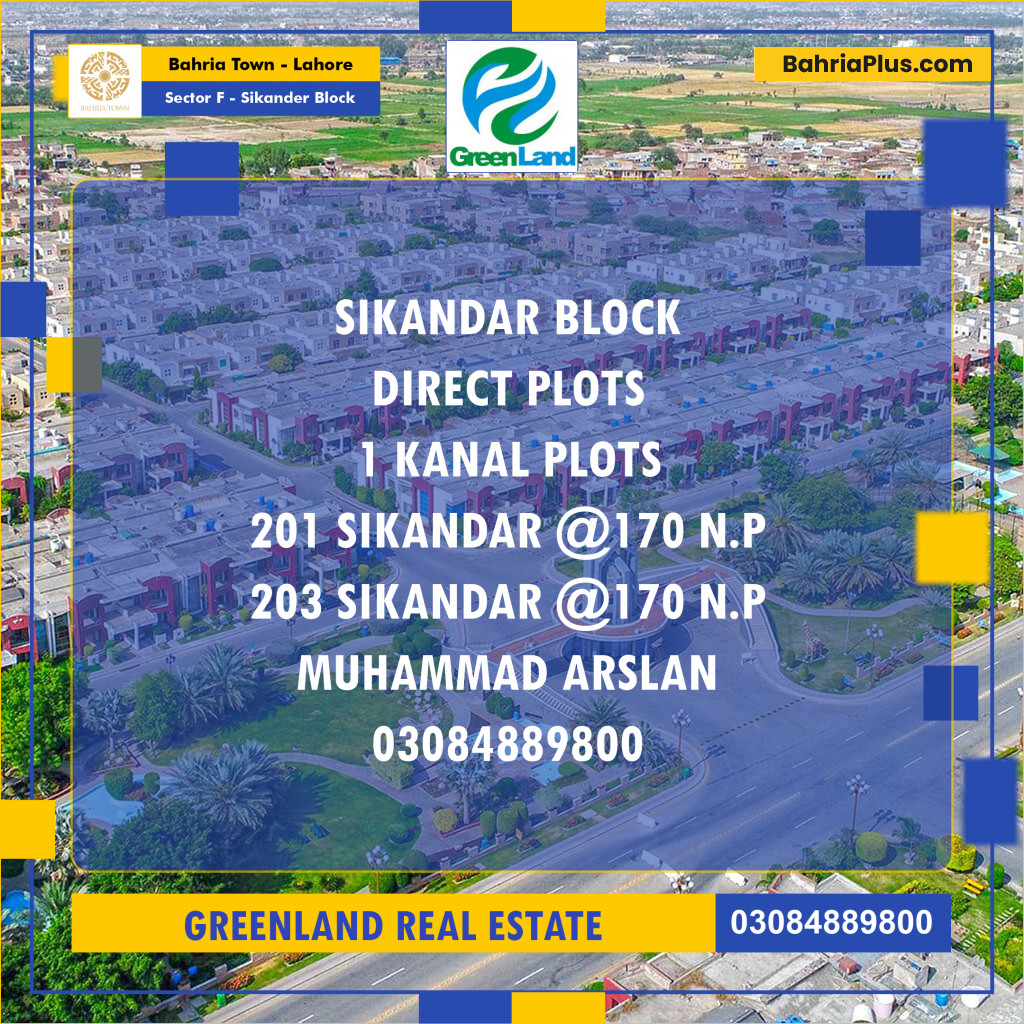 1 Kanal Residential Plot for Sale in Sector F - Sikander Block -  Bahria Town, Lahore - (BP-199248)
