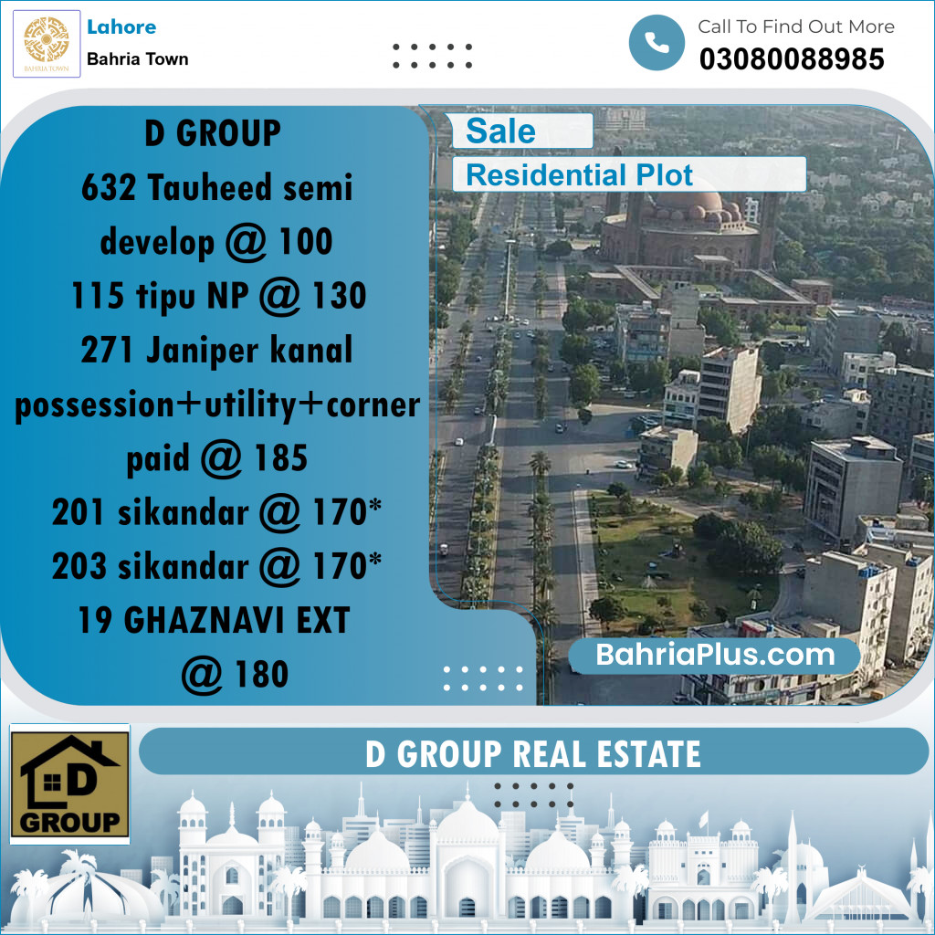 Residential Plot for Sale in Bahria Town, Lahore - (BP-199303)