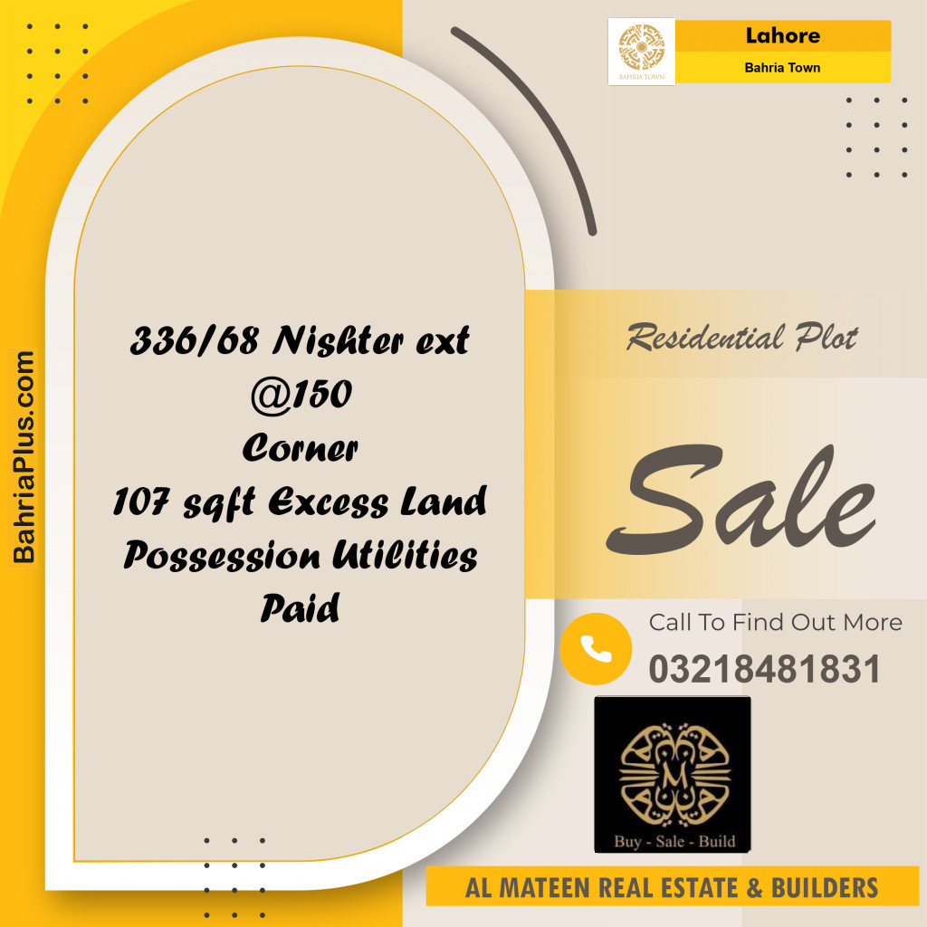 Residential Plot for Sale in Bahria Town, Lahore - (BP-199308)