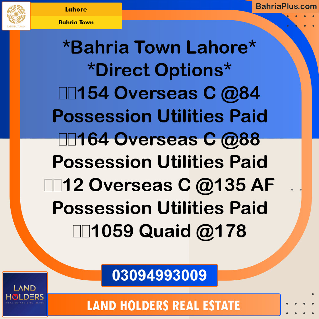 Residential Plot for Sale in Bahria Town, Lahore - (BP-199313)