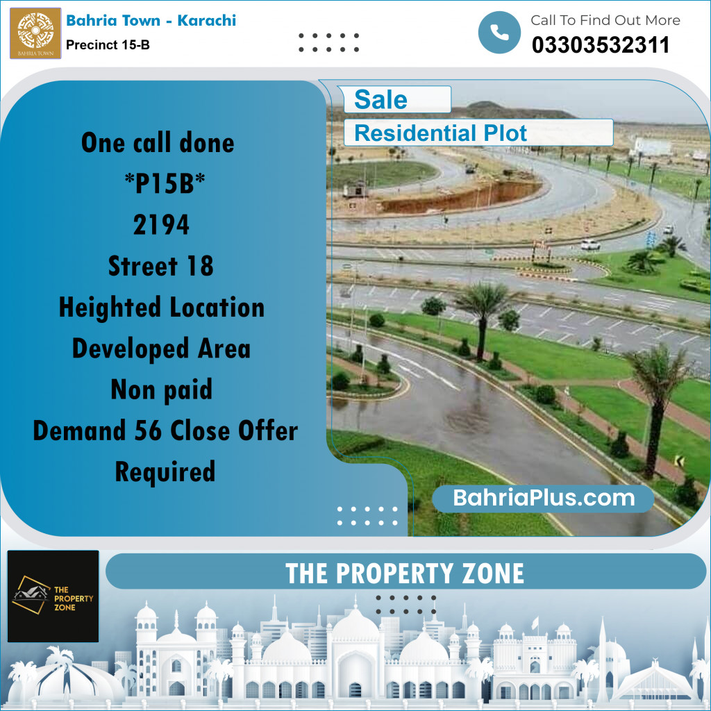 Residential Plot for Sale in Precinct 15-B -  Bahria Town, Karachi - (BP-199336)