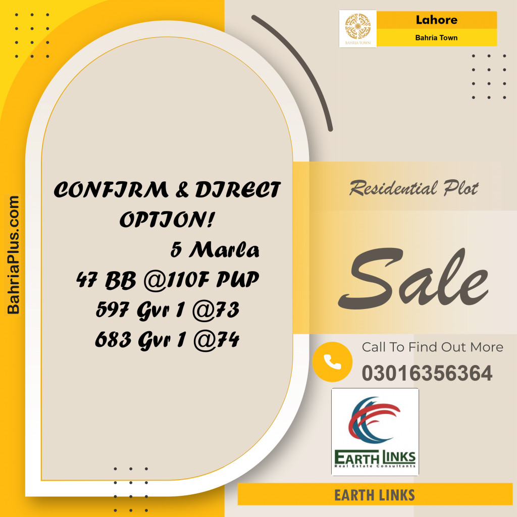 Residential Plot for Sale in Bahria Town, Lahore - (BP-199350)