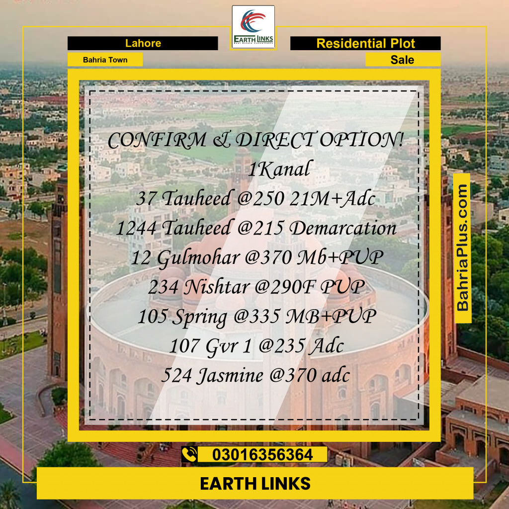 Residential Plot for Sale in Bahria Town, Lahore - (BP-199359)