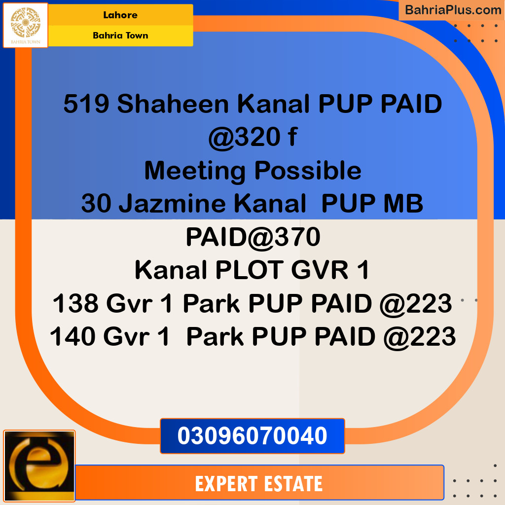 1 Kanal Residential Plot for Sale in Bahria Town, Lahore - (BP-199377)