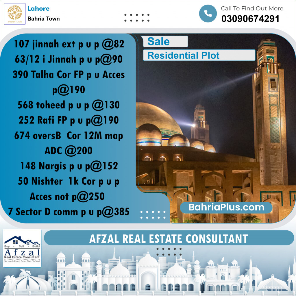 Residential Plot for Sale in Bahria Town, Lahore - (BP-199379)