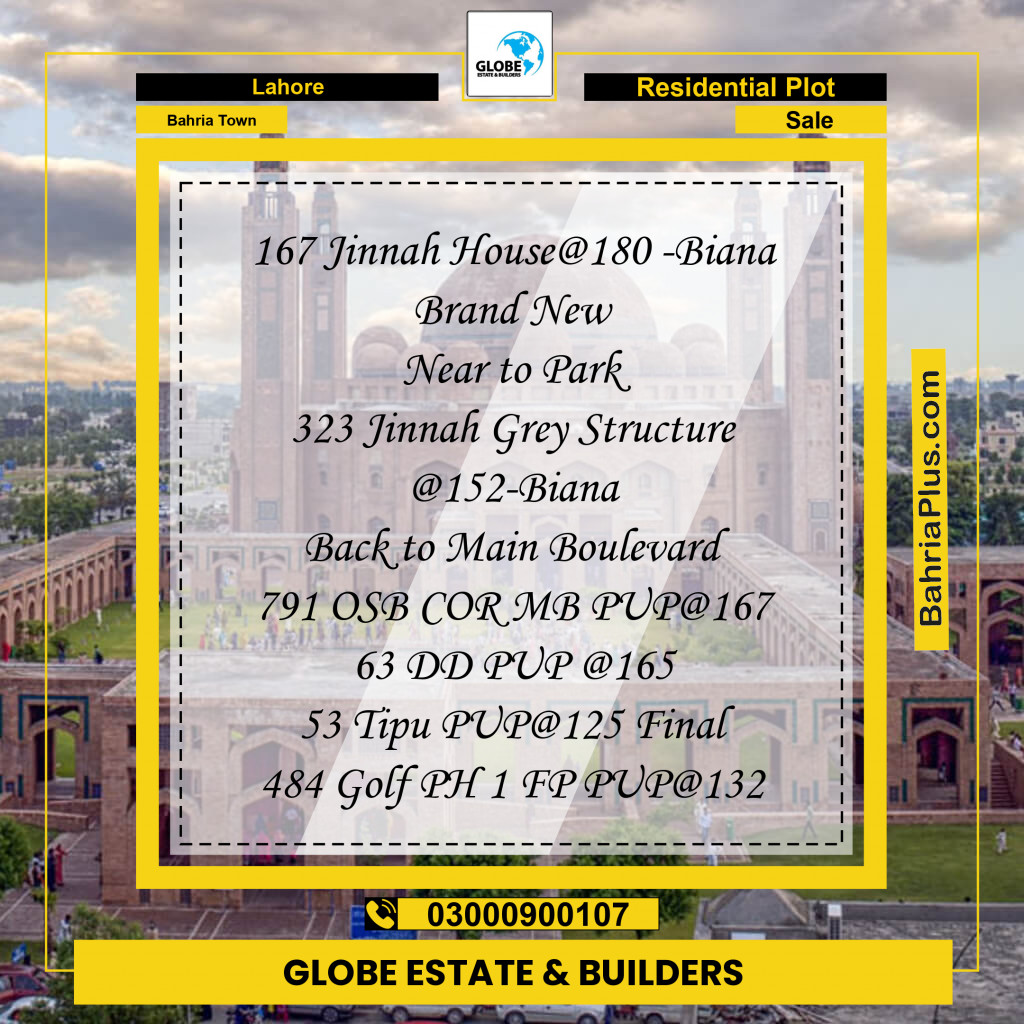 Residential Plot for Sale in Bahria Town, Lahore - (BP-199388)