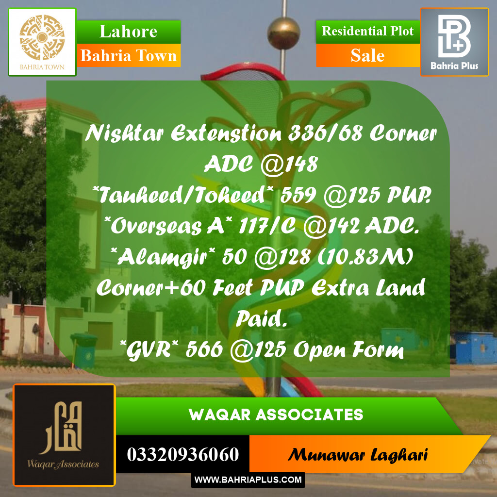 Residential Plot for Sale in Bahria Town, Lahore - (BP-199389)