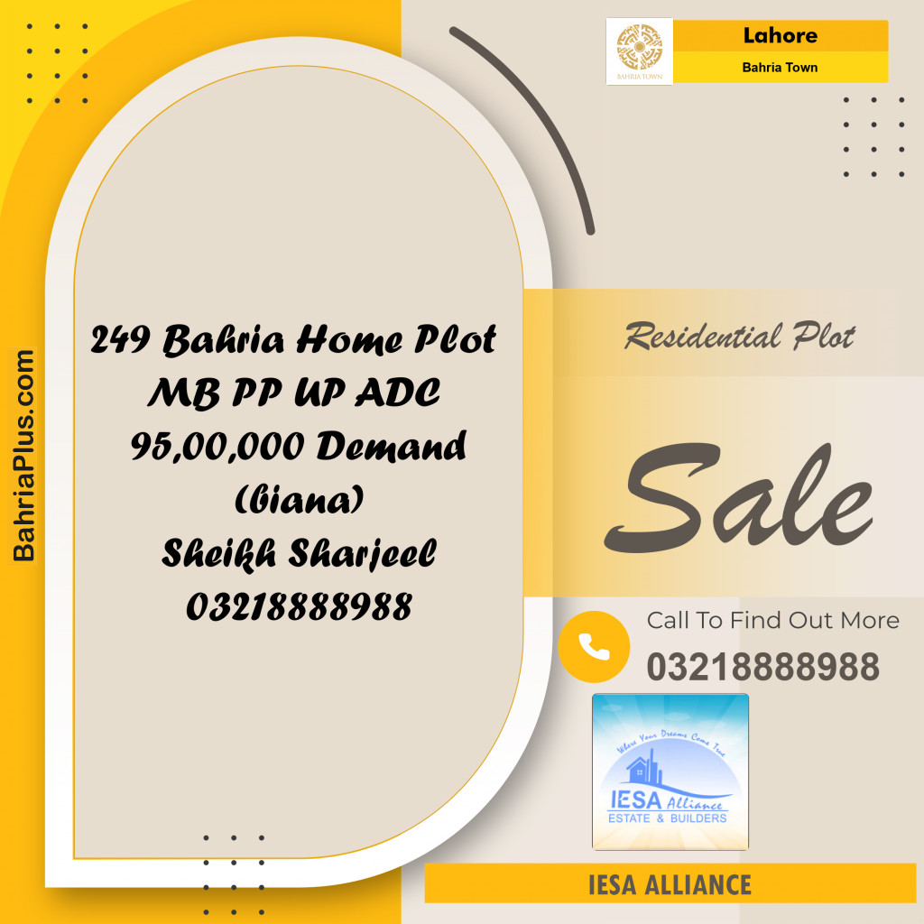 Residential Plot for Sale in Bahria Town, Lahore - (BP-199406)