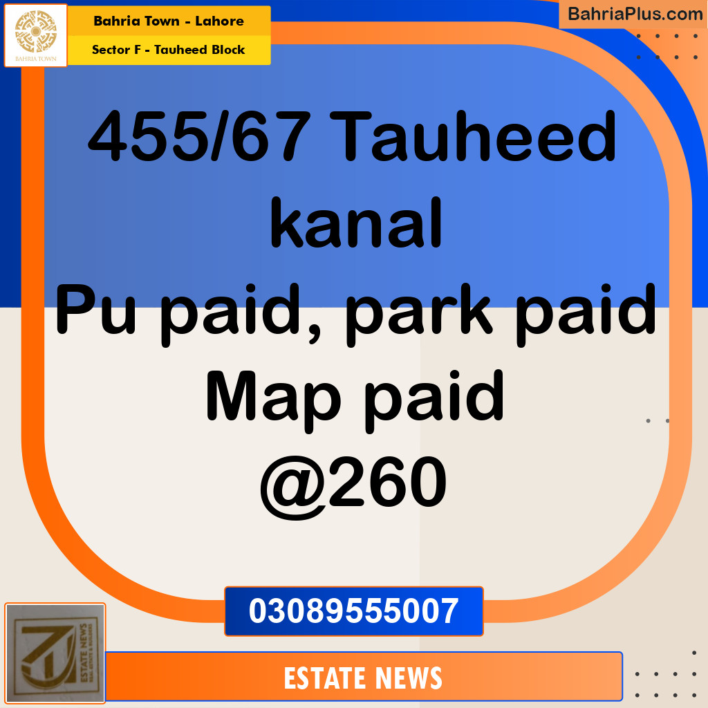 Residential Plot for Sale in Sector F - Tauheed Block - Bahria Town, Lahore - (BP-199448)