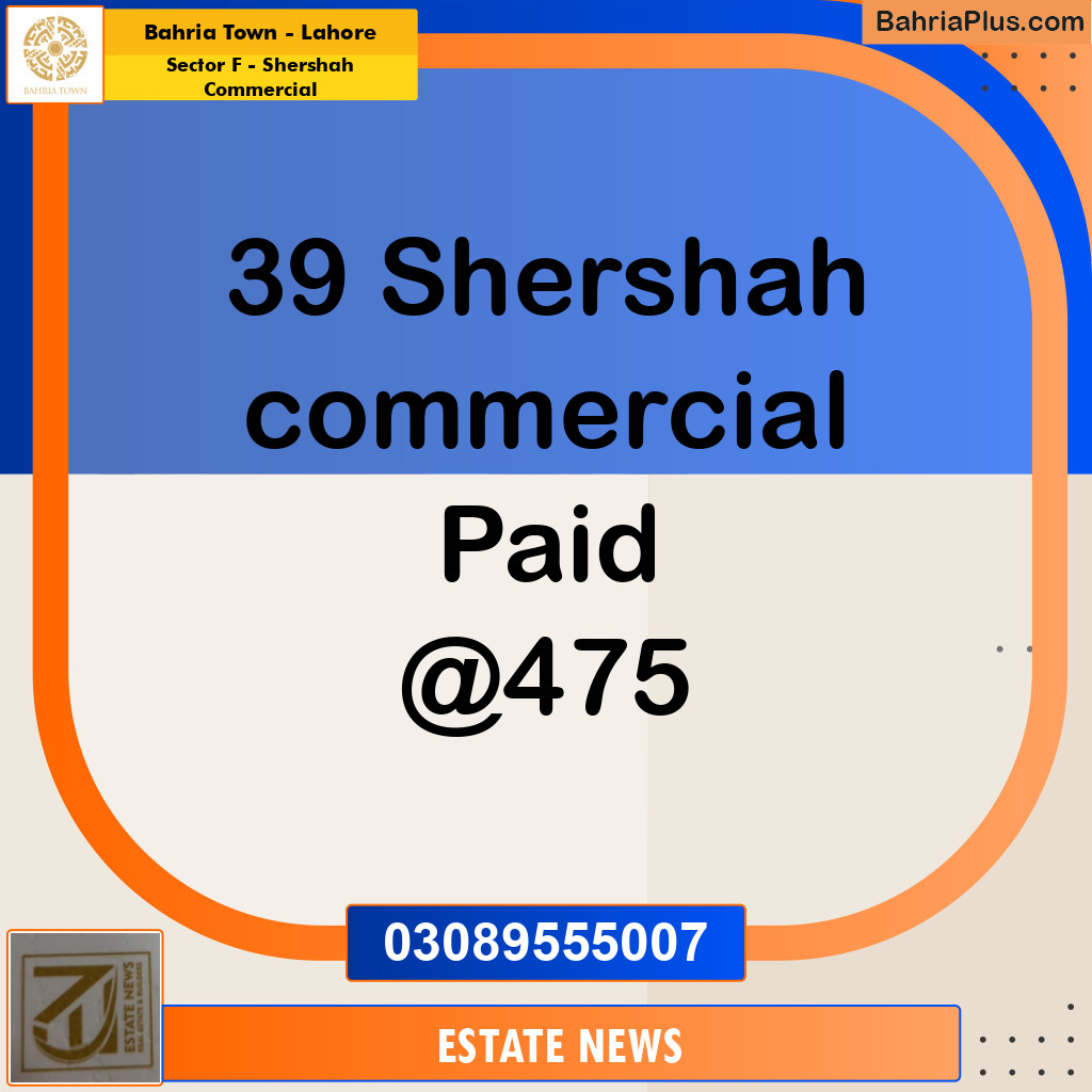 Commercial Plot for Sale in Sector F - Shershah Commercial -  Bahria Town, Lahore - (BP-199452)