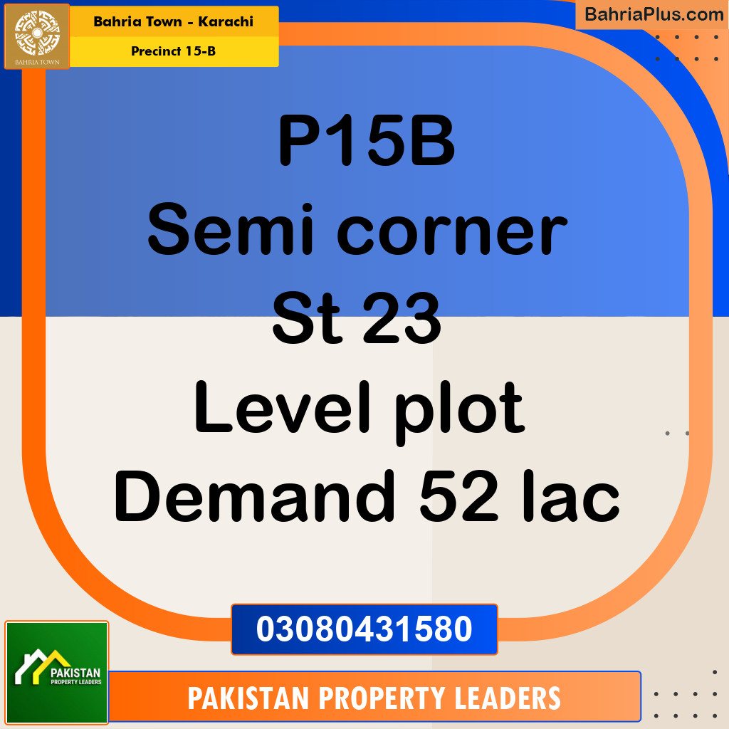 125 Sq. Yards Residential Plot for Sale in Precinct 15-B -  Bahria Town, Karachi - (BP-199471)