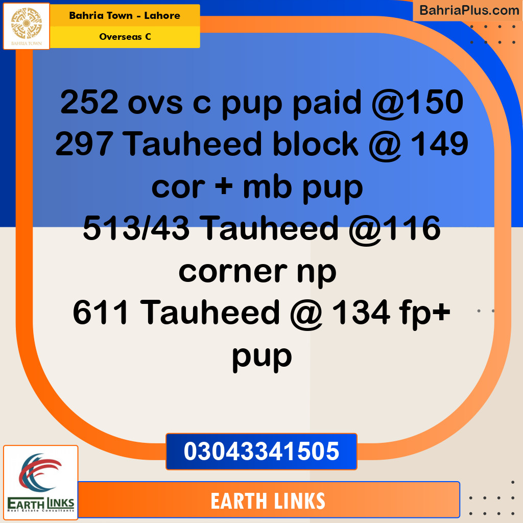 Residential Plot for Sale in Overseas C -  Bahria Town, Lahore - (BP-199495)