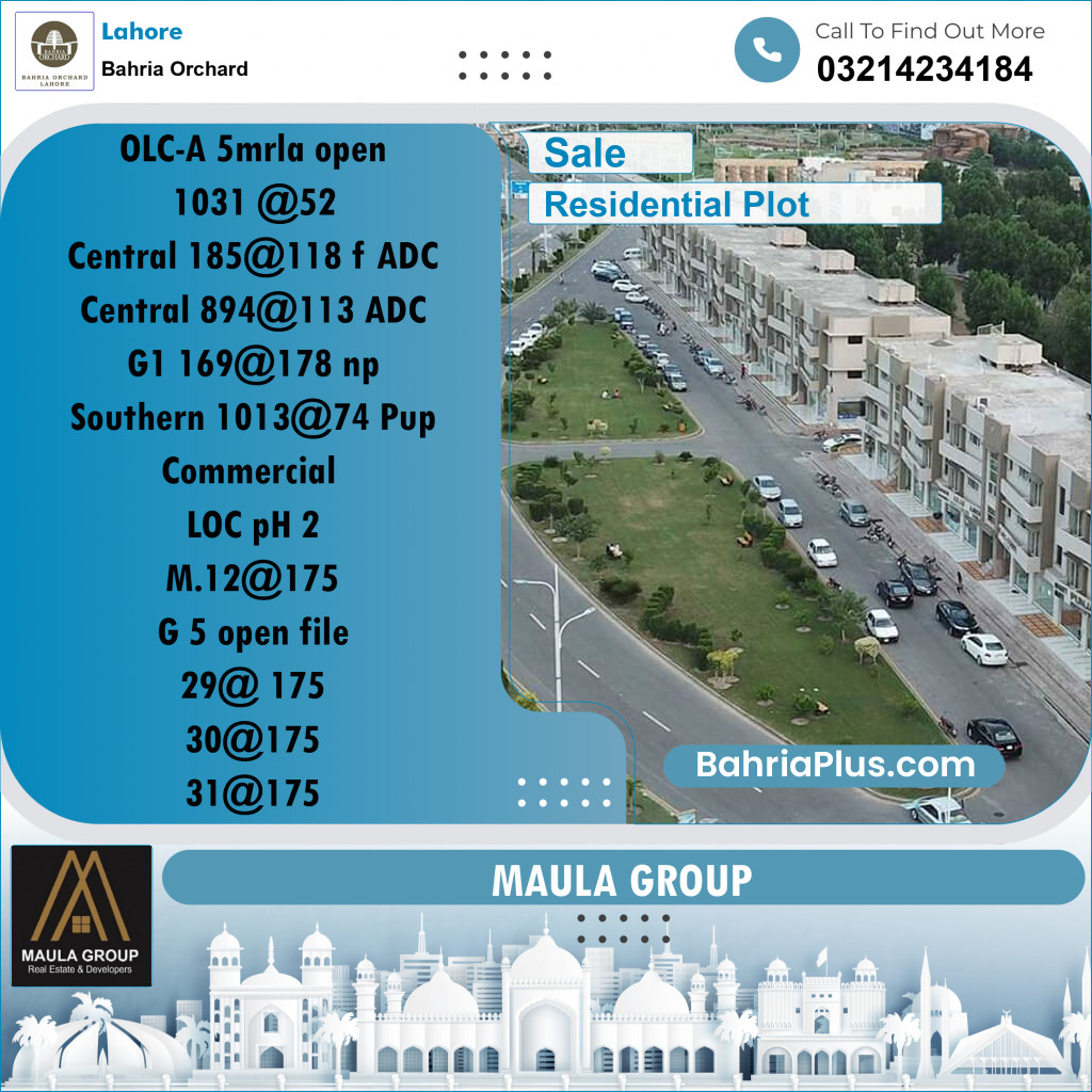 Residential Plot for Sale in Bahria Orchard, Lahore - (BP-199498)