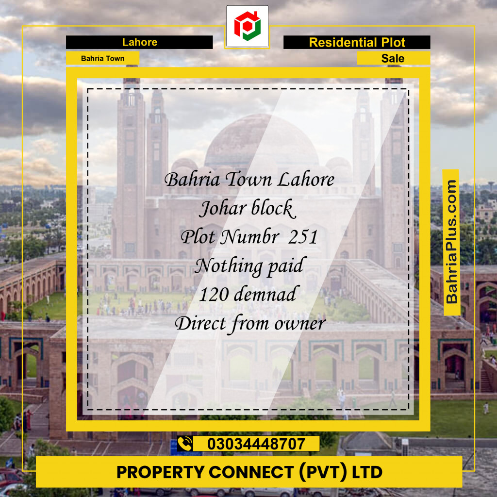 Residential Plot for Sale in Bahria Town, Lahore - (BP-199503)