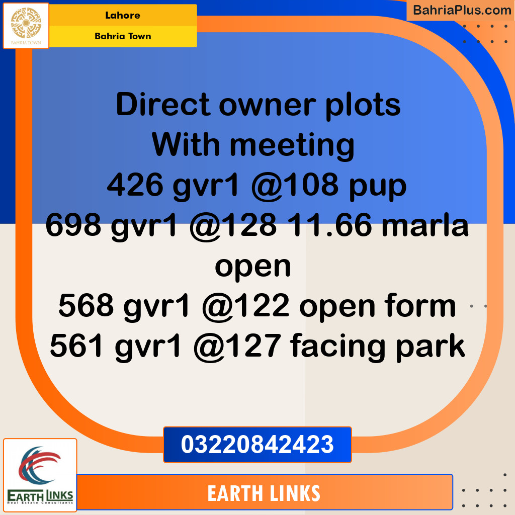Residential Plot for Sale in Bahria Town, Lahore - (BP-199506)