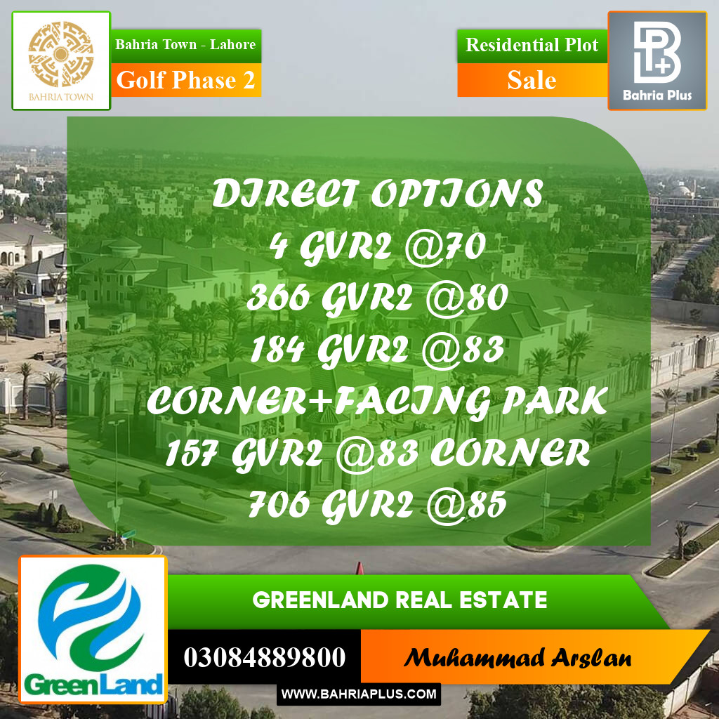 10 Marla Residential Plot for Sale in Golf Phase 2 -  Bahria Town, Lahore - (BP-199519)