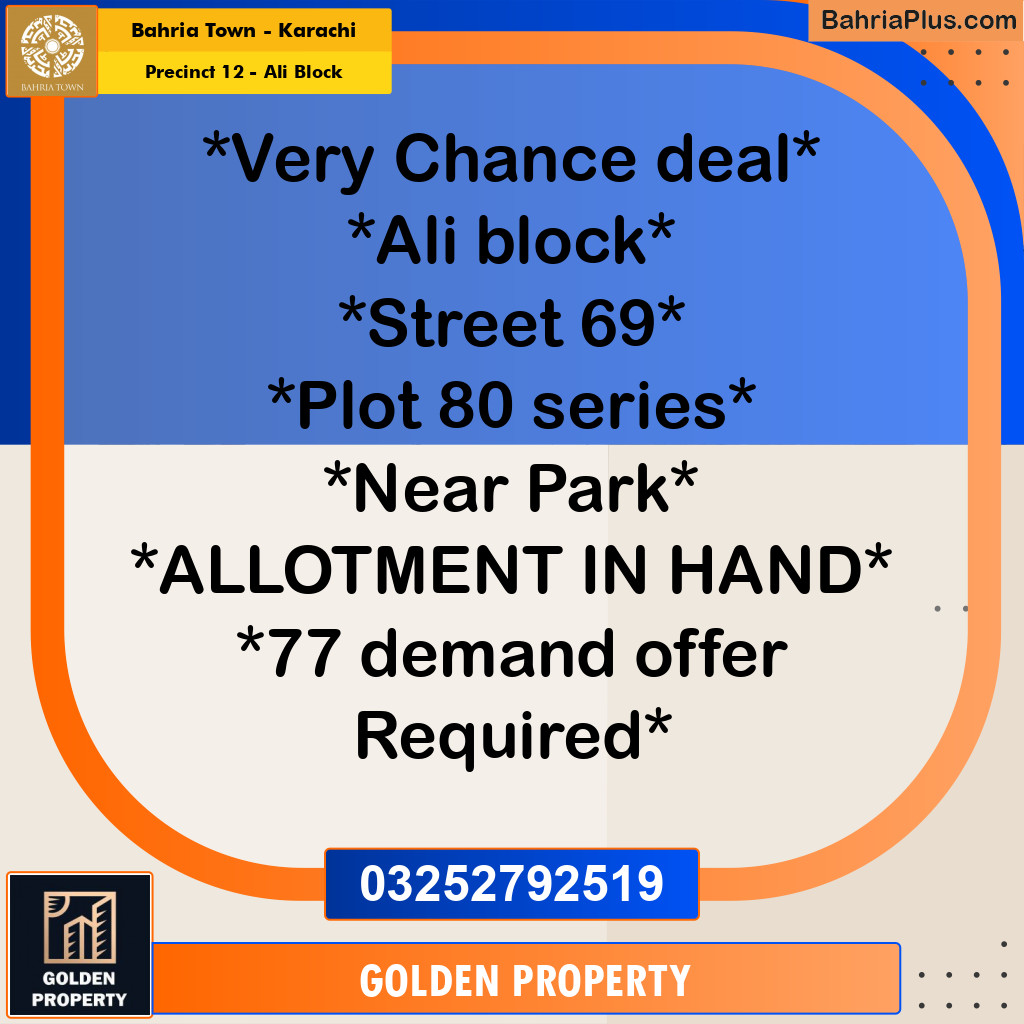 125 Sq. Yards Residential Plot for Sale in Precinct 12 - Ali Block -  Bahria Town, Karachi - (BP-199524)
