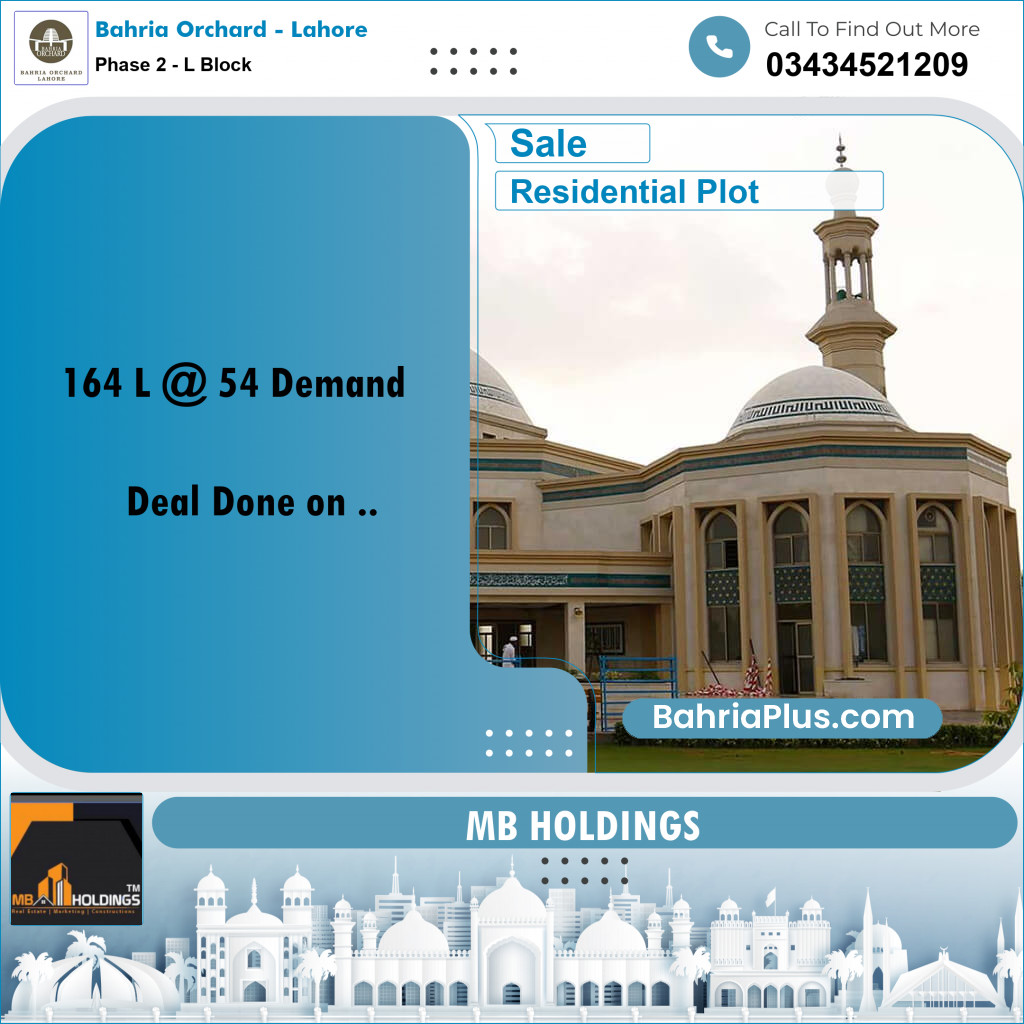 5 Marla Residential Plot for Sale in Phase 2 - L Block -  Bahria Orchard, Lahore - (BP-199571)