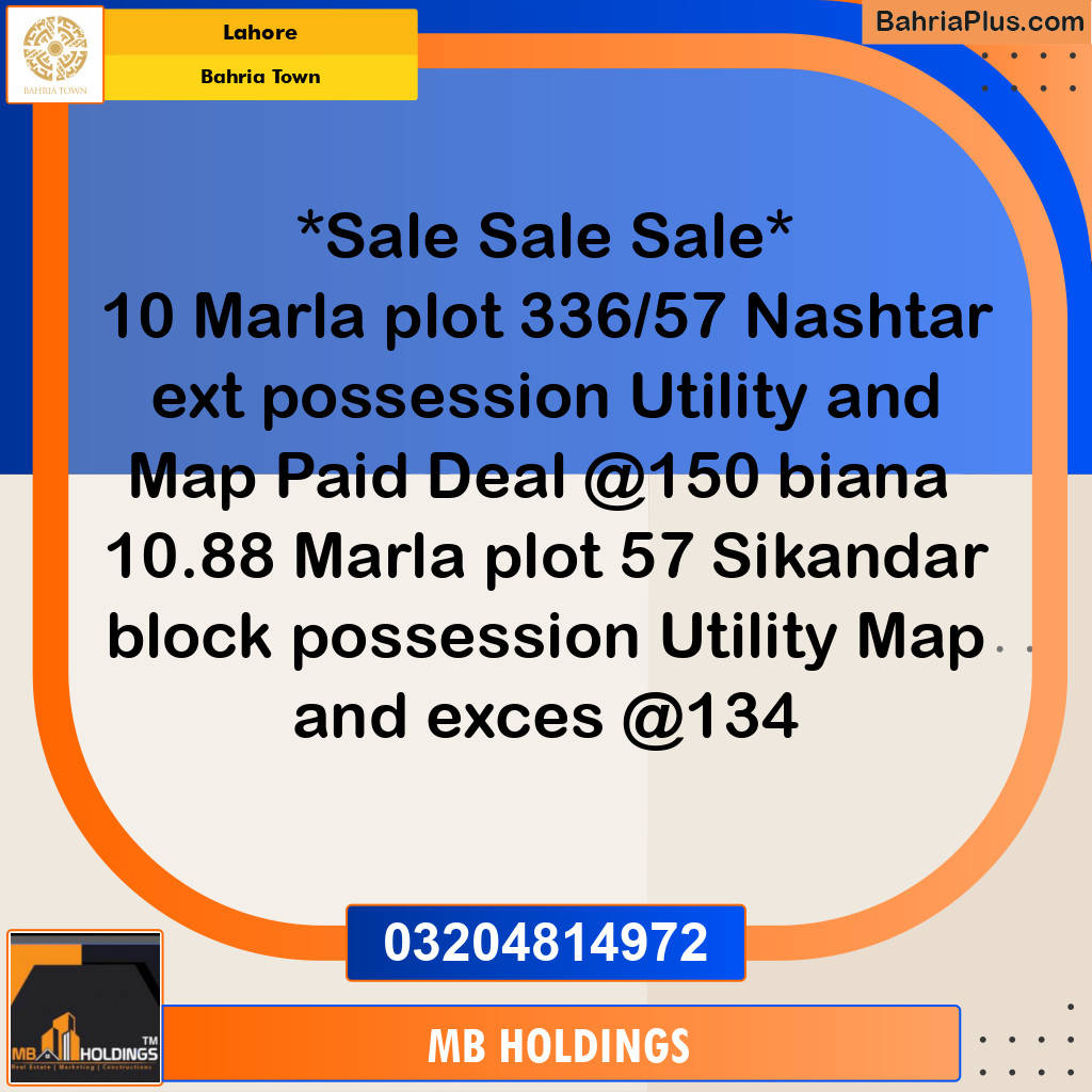 Residential Plot for Sale in Bahria Town, Lahore - (BP-199599)