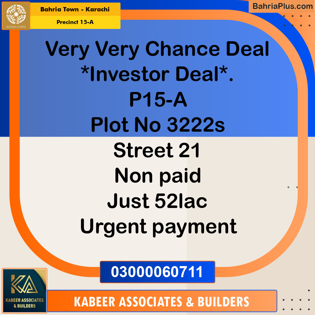 125 Sq. Yards Residential Plot for Sale in Precinct 15-A -  Bahria Town, Karachi - (BP-199640)