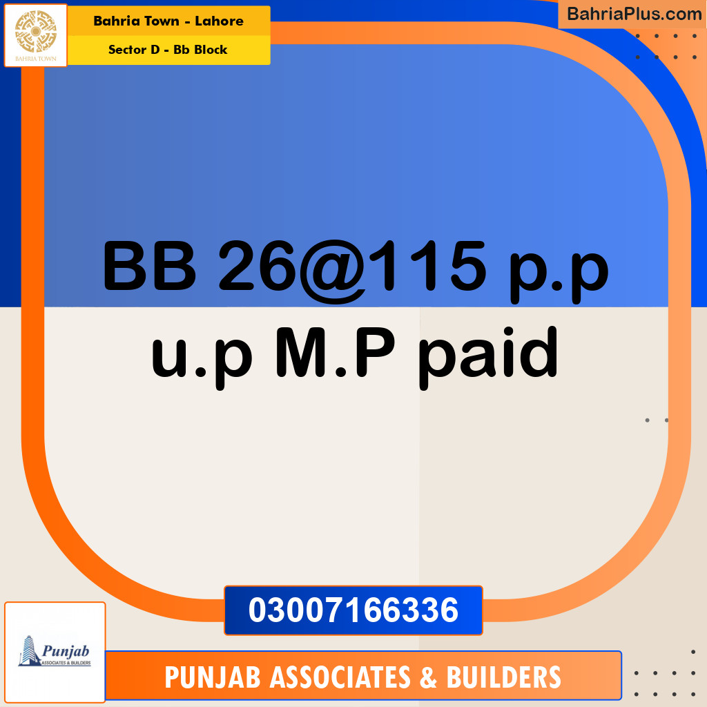 5 Marla Residential Plot for Sale in Sector D - BB Block - Bahria Town, Lahore - (BP-199643)