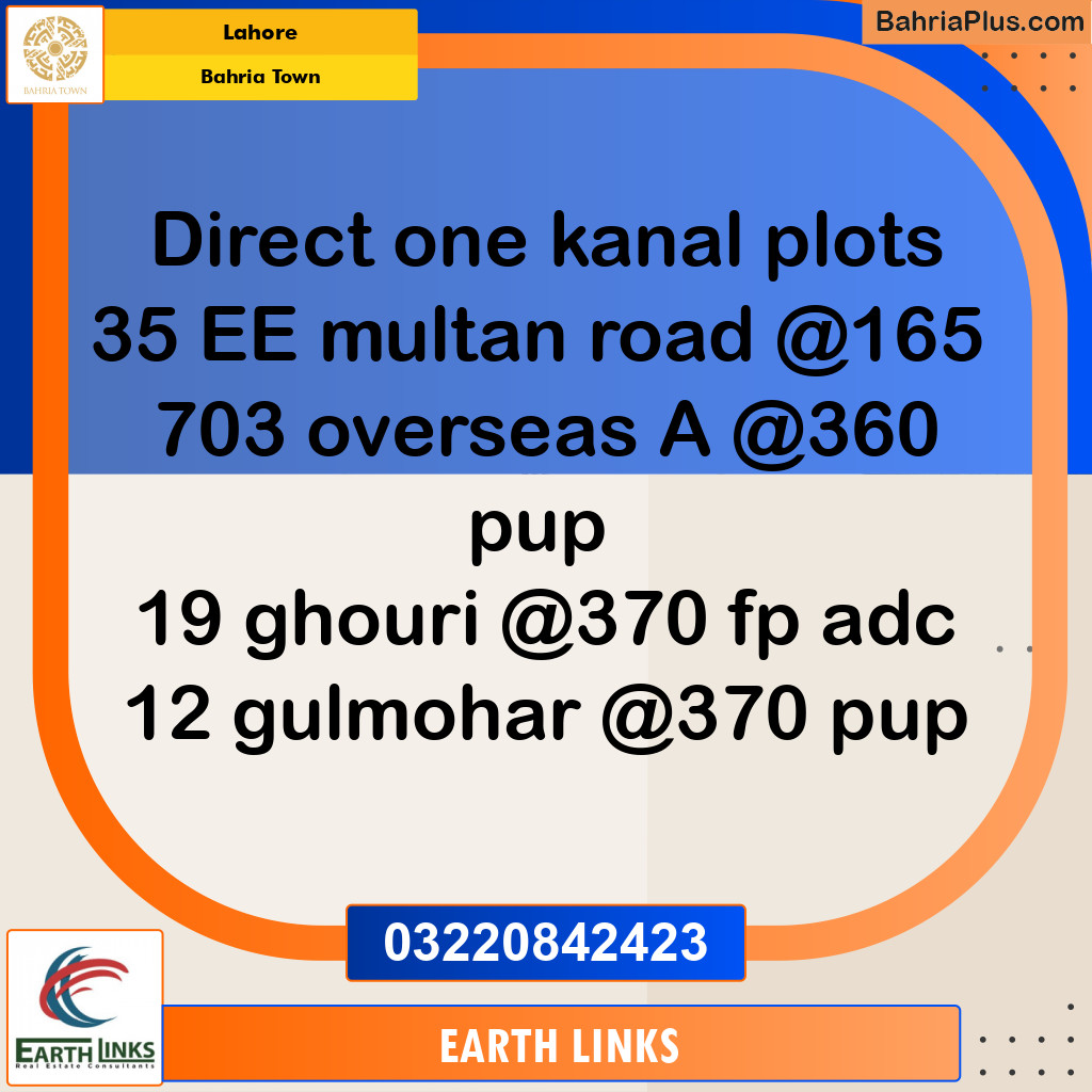 Residential Plot for Sale in Bahria Town, Lahore - (BP-199682)