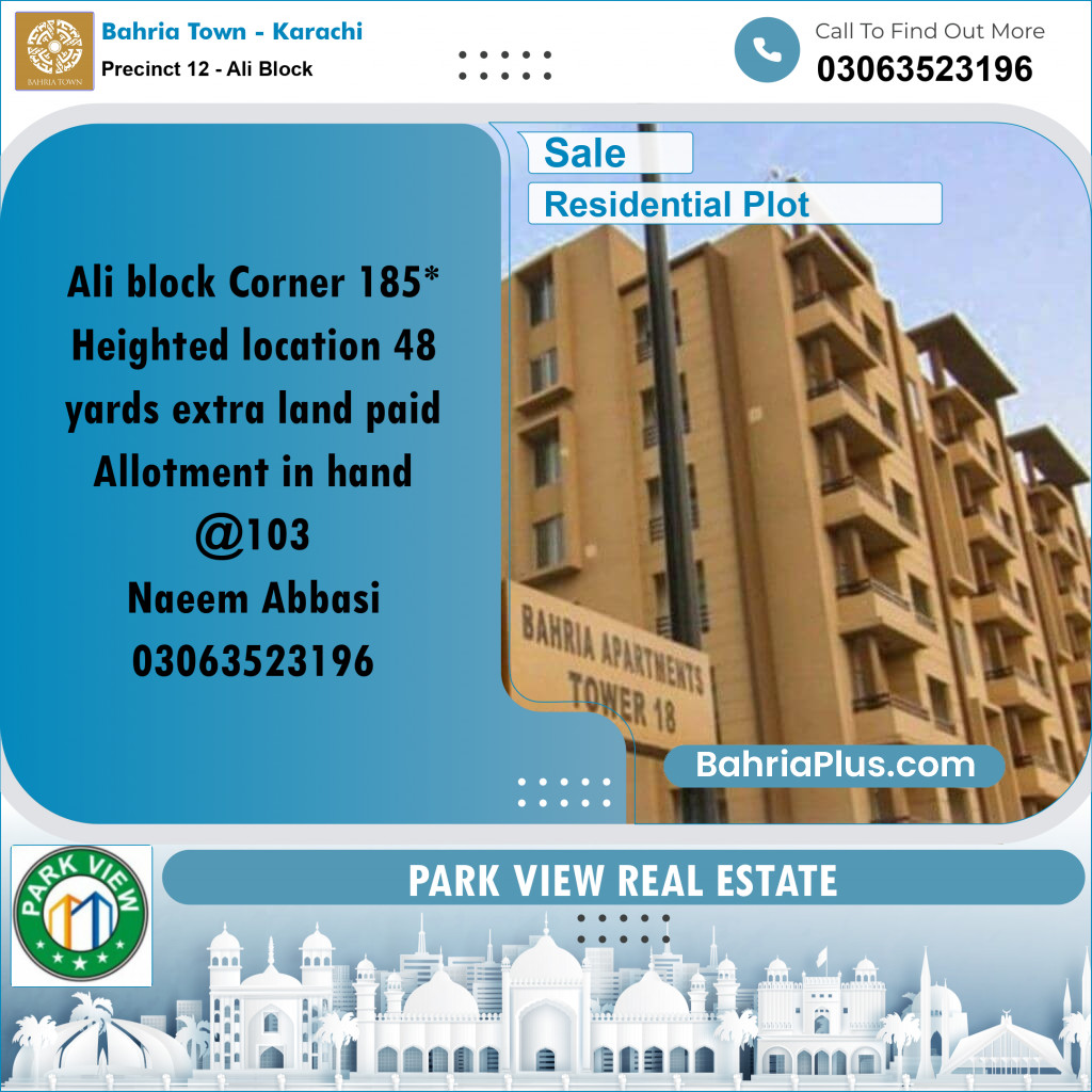 125 Sq. Yards Residential Plot for Sale in Precinct 12 - Ali Block -  Bahria Town, Karachi - (BP-199722)