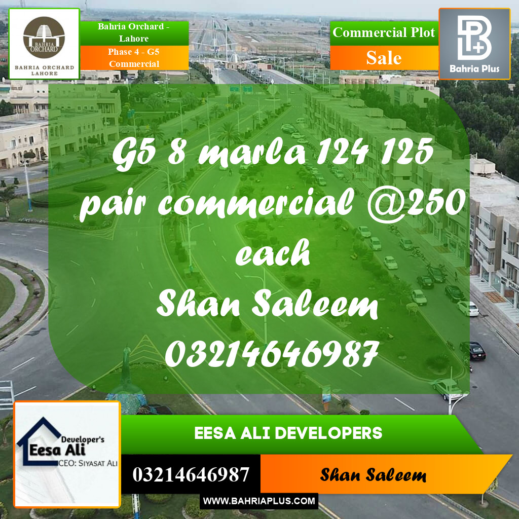 Commercial Plot for Sale in Phase 4 - G5 Commercial -  Bahria Orchard, Lahore - (BP-199771)